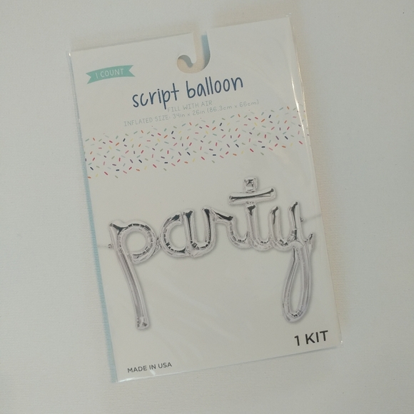 Other - 4/$15 🌻 "Party" Silver Blow Up Script Balloon